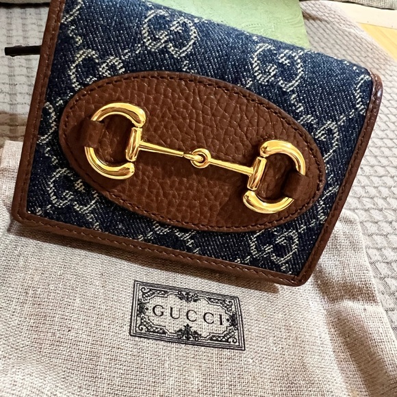 Gucci Denim and Leather Horsebit 1955 compact Wallet - Picture 2 of 13